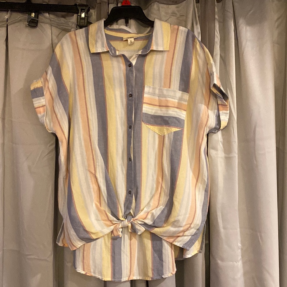 3/$30 A.N.A. Button down tie front camp shirt